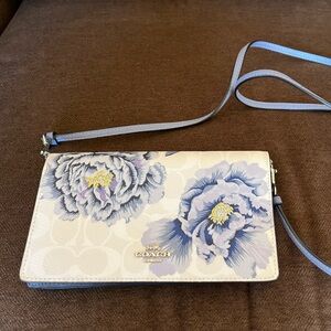 Anna Fold Over Crossbody Clutch Wallet in Signature Canvas/Kaffe Fassett Print